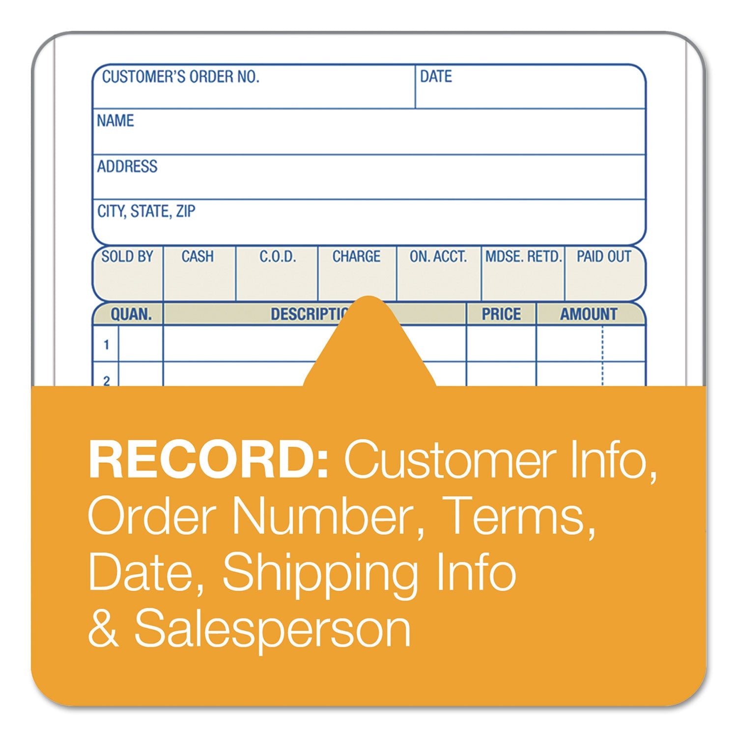 Adams Carbonless Sales Order Book, Three-Part Carbonless, 4.19 x 7.19, 50 Forms