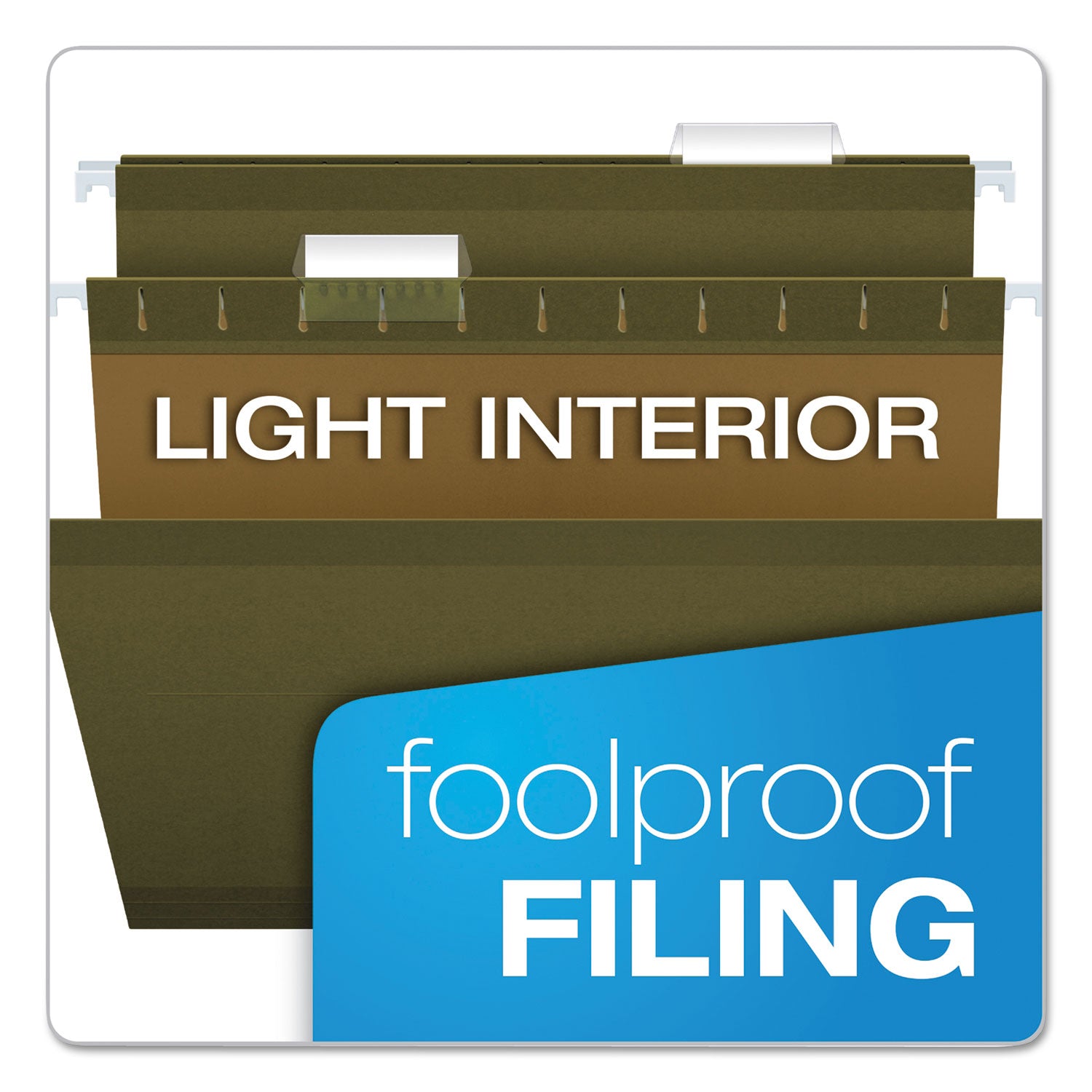 Pendaflex Reinforced Hanging File Folders with Printable Tab Inserts, Legal Size, 1/5-Cut Tabs, Standard Green, 25/Box