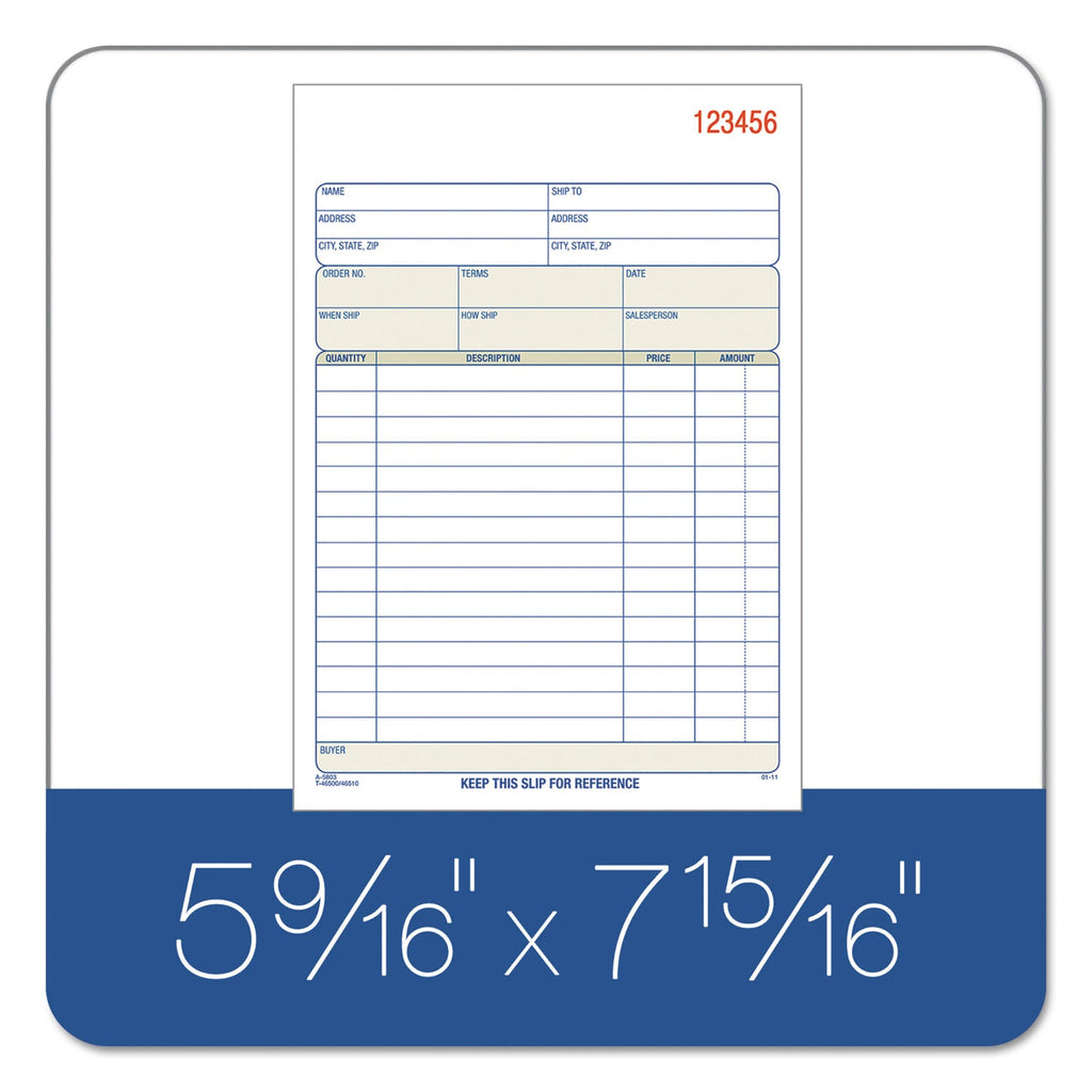 TOPS Sales Order Book, Two-Part Carbonless, 5.56 x 7.94, 1/Page, 50 Forms