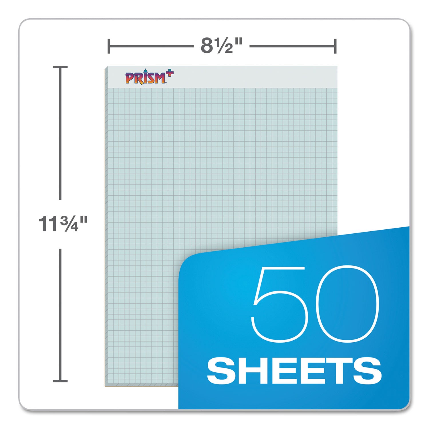 TOPS Prism Quadrille Perforated Pads, Quadrille Rule (5 sq/in), 50 Blue 8.5 x 11.75 Sheets, 12/Pack