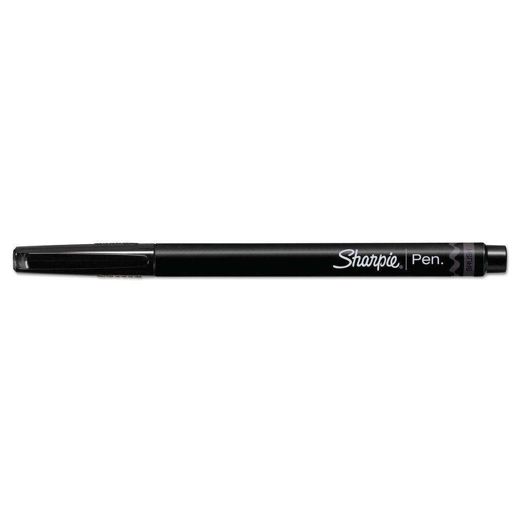Sharpie Brush Tip Pens, Fine Brush Tip, Black, Dozen