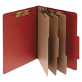 ACCO Pressboard Classification Folders, 3 Dividers, Letter Size, Earth Red, 10/Box