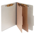 ACCO Pressboard Classification Folders, 2 Dividers, Letter Size, Mist Gray, 10/Box