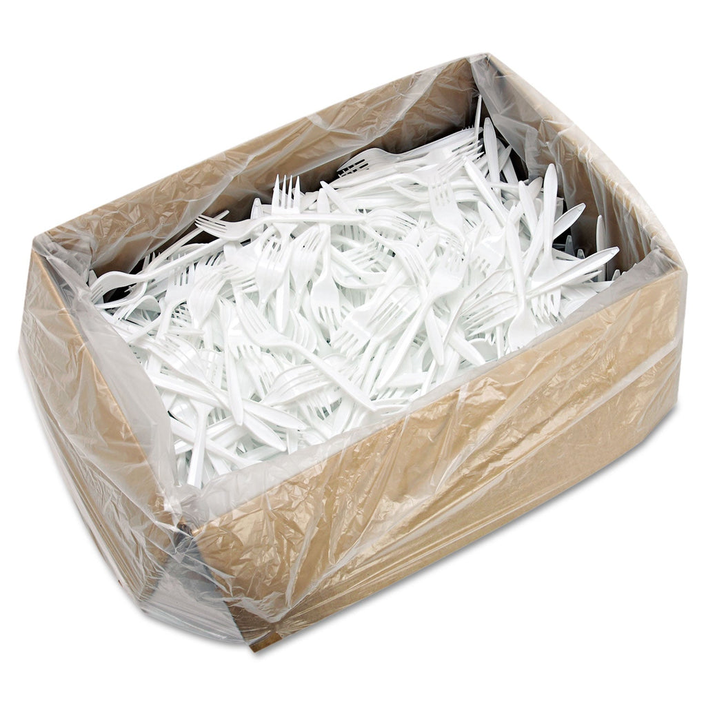 Dart Style Setter Mediumweight Plastic Forks, White, 1000/Carton