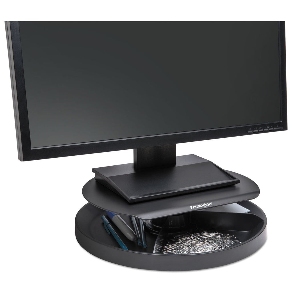 Kensington Spin2 Monitor Stand with SmartFit, 12.6" x 12.6" x 2.25" to 3.5", Black, Supports 40 lbs