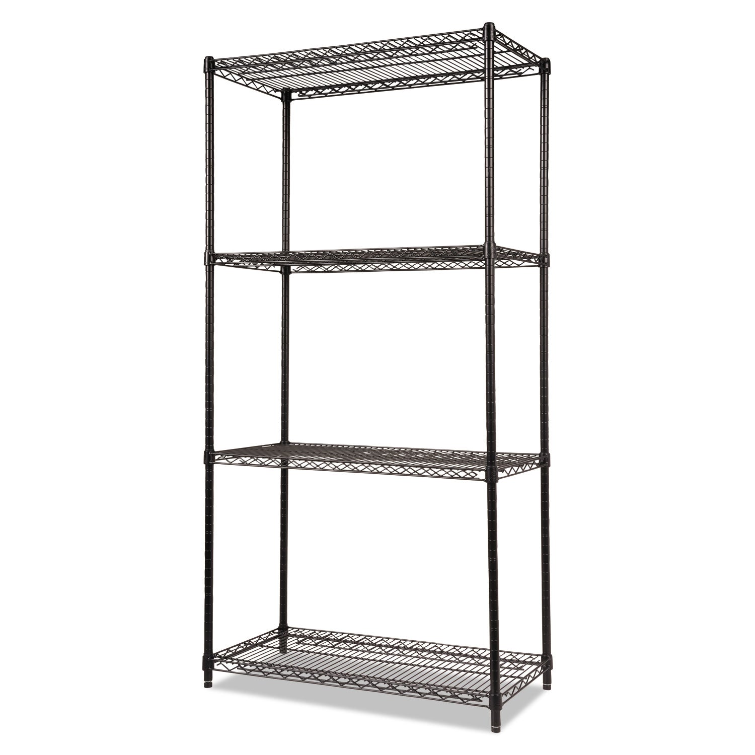 Alera NSF Certified Industrial Four-Shelf Wire Shelving Kit, 36w x 18d x 72h, Black