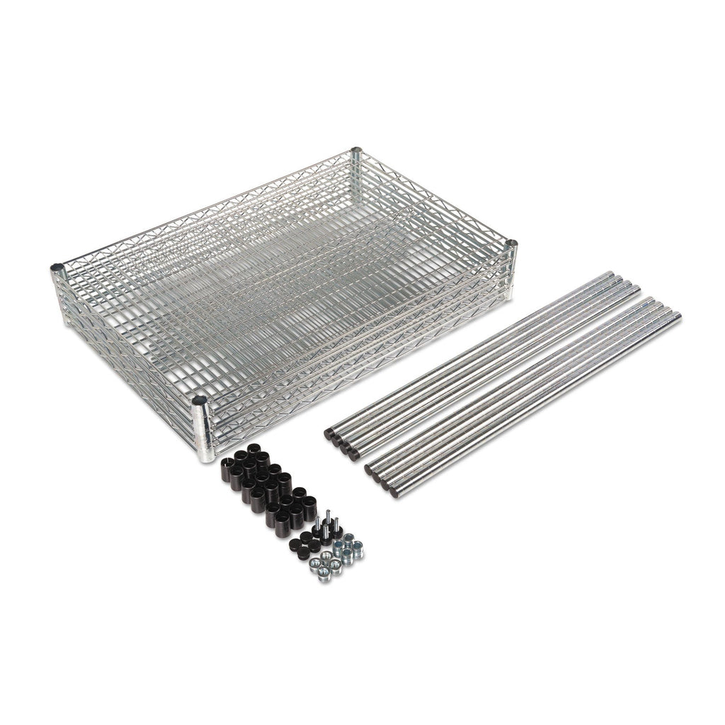 Alera NSF Certified Industrial Four-Shelf Wire Shelving Kit, 36w x 24d x 72h, Silver