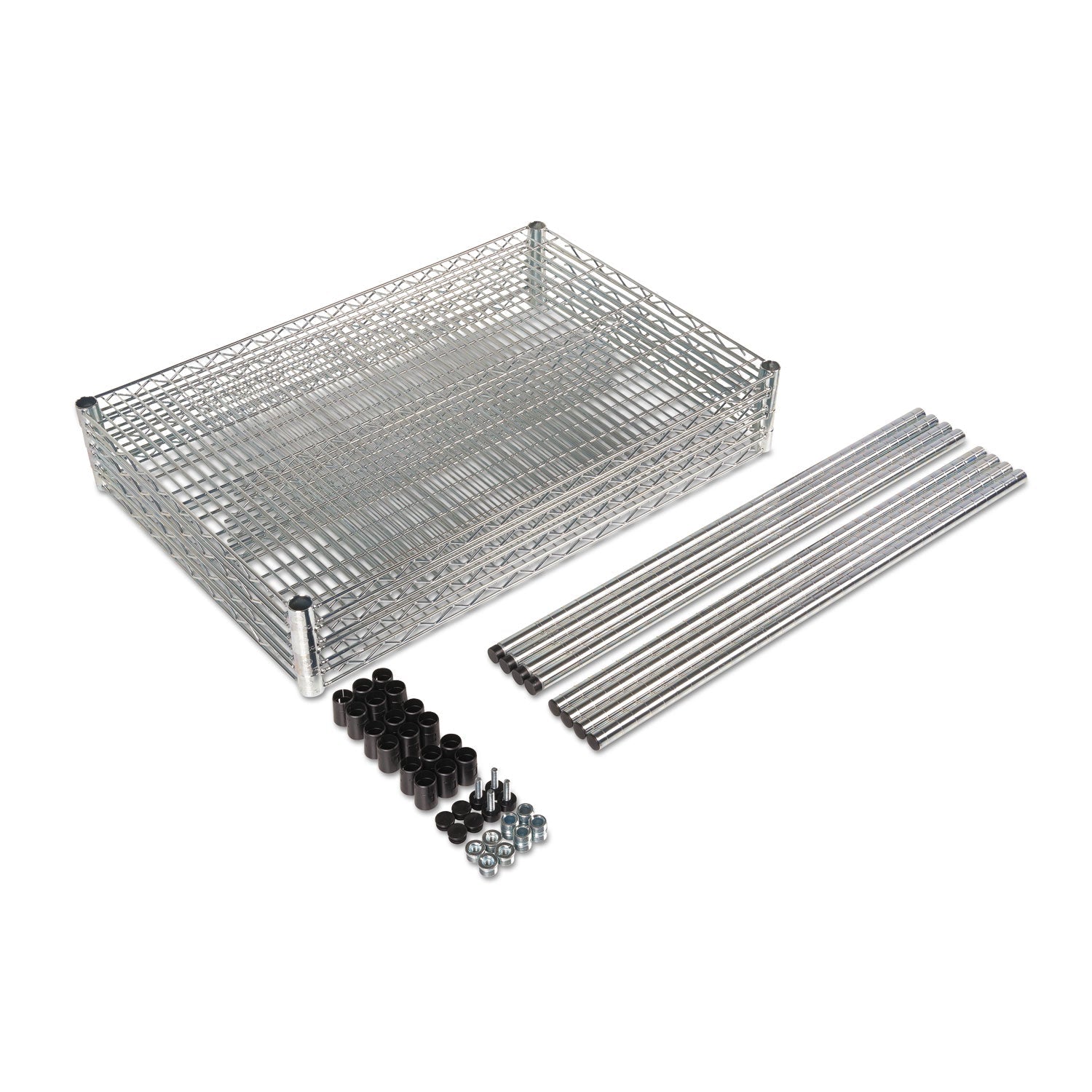 Alera NSF Certified Industrial Four-Shelf Wire Shelving Kit, 36w x 24d x 72h, Silver