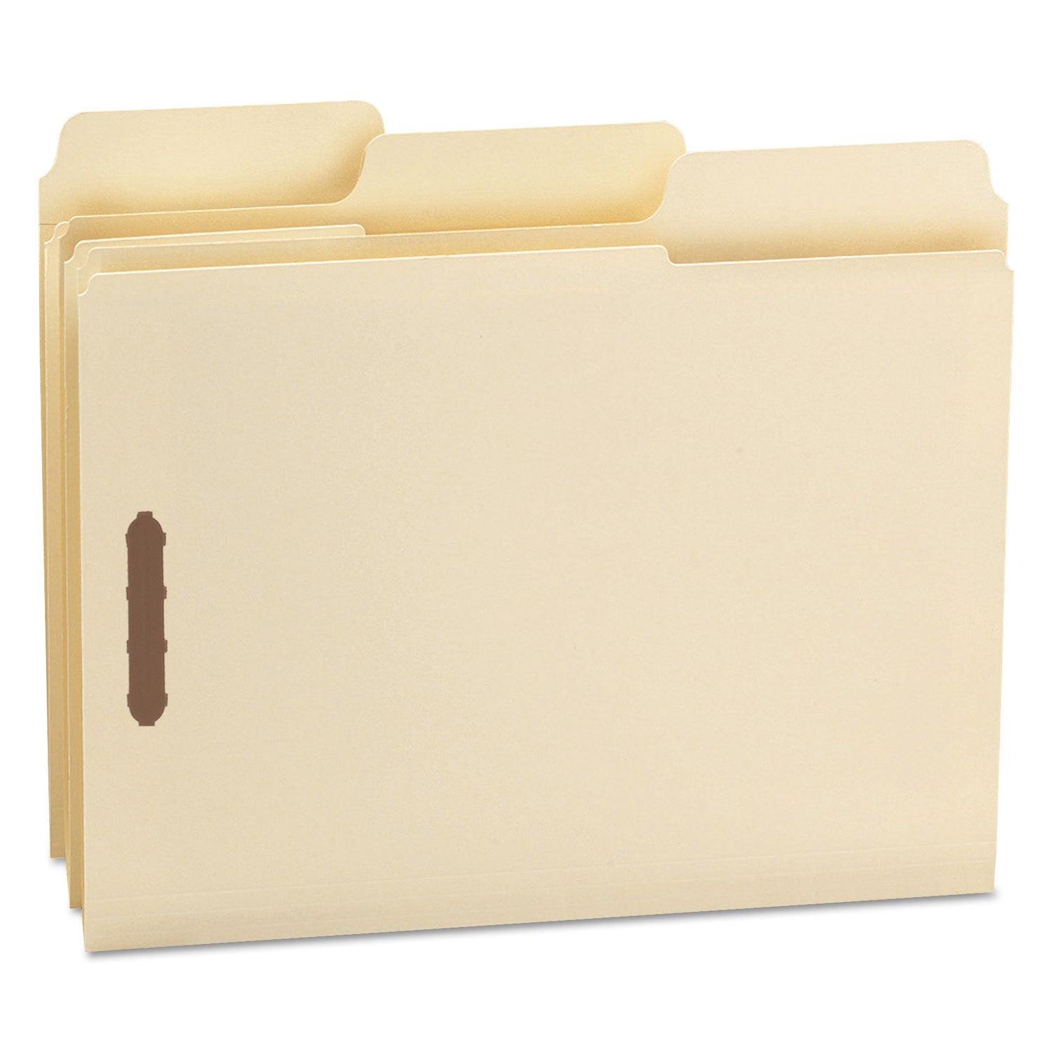 Smead SuperTab Reinforced Guide Height Fastener Folders, 2 Fasteners, Letter Size, 14-pt Manila Exterior, 50/Box
