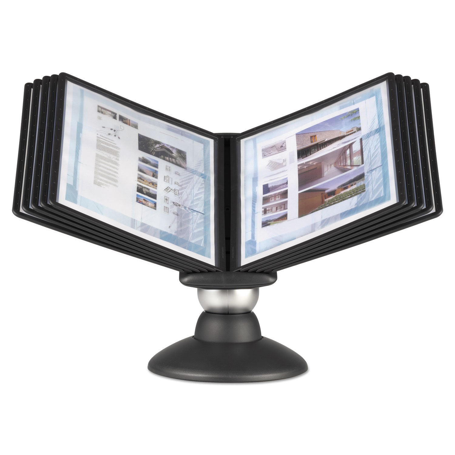 Durable SHERPA Motion Desk Reference System, 10 Panels, Black Borders