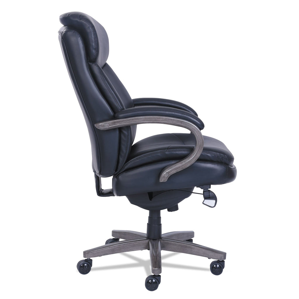 La-Z-Boy Woodbury High-Back Executive Chair, Supports Up to 300 lb, 20.25" to 23.25" Seat Height, Black Seat/Back, Weathered Gray Base