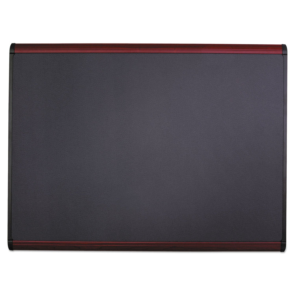 Quartet Prestige Plus Magnetic Fabric Bulletin Board, 72 x 48, Mahogany Frame