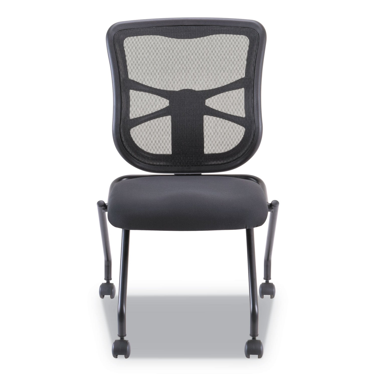 Alera Elusion Mesh Nesting Chairs, Supports Up to 275 lb, Black, 2/Carton