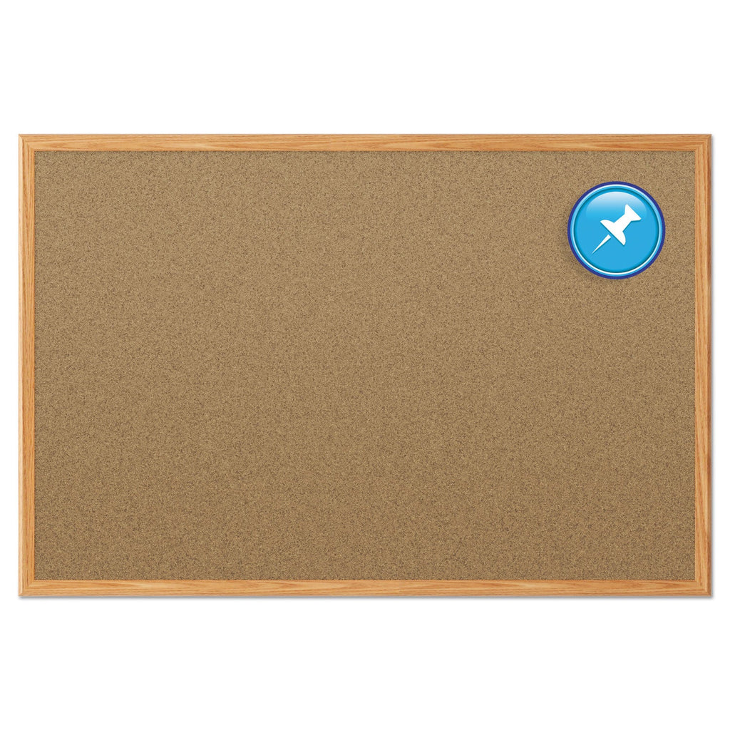 Mead Cork Bulletin Board, 48 x 36, Oak Frame