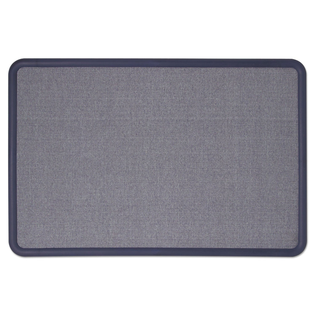Quartet Contour Fabric Bulletin Board, 48 x 36, Light Blue, Plastic Navy Blue Frame