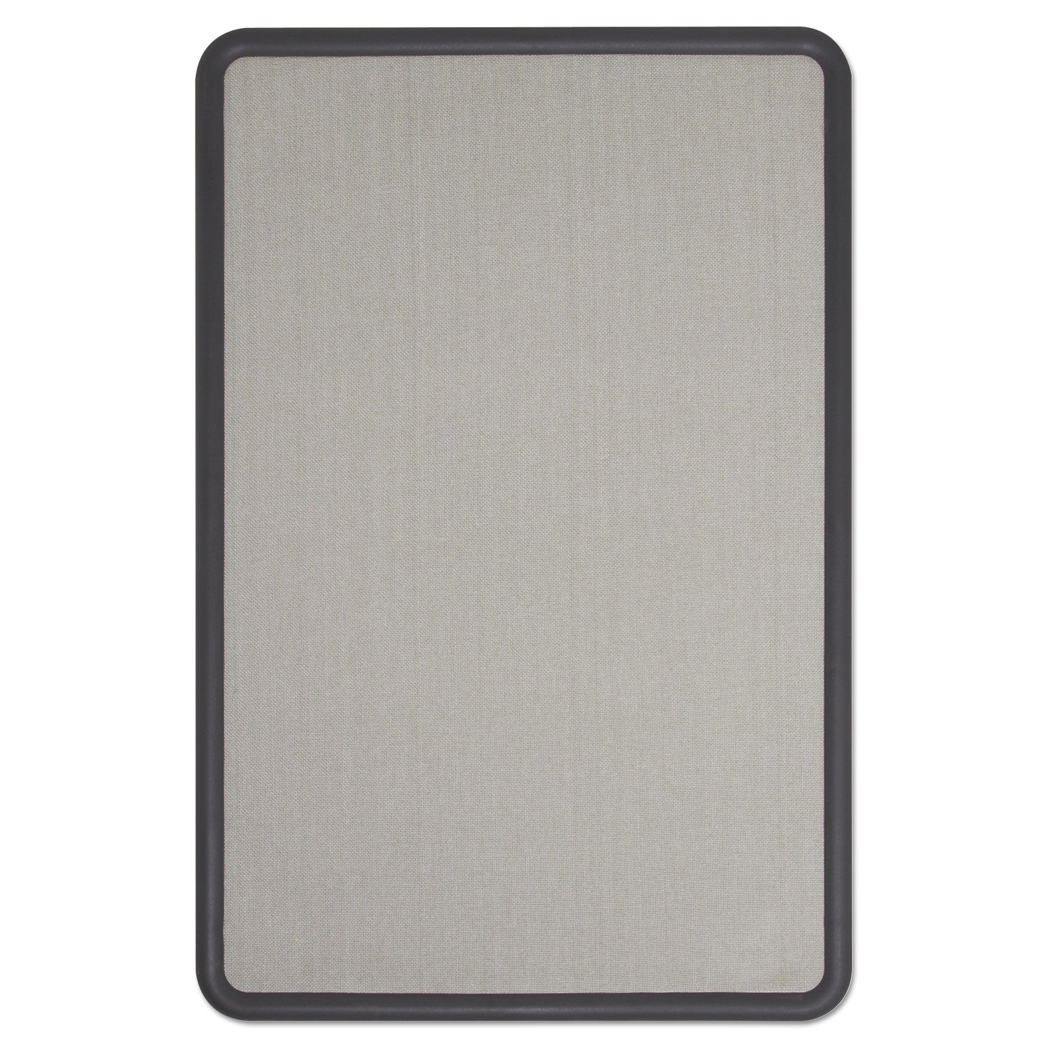 Quartet Contour Fabric Bulletin Board, 36 x 24, Gray Surface, Black Plastic Frame