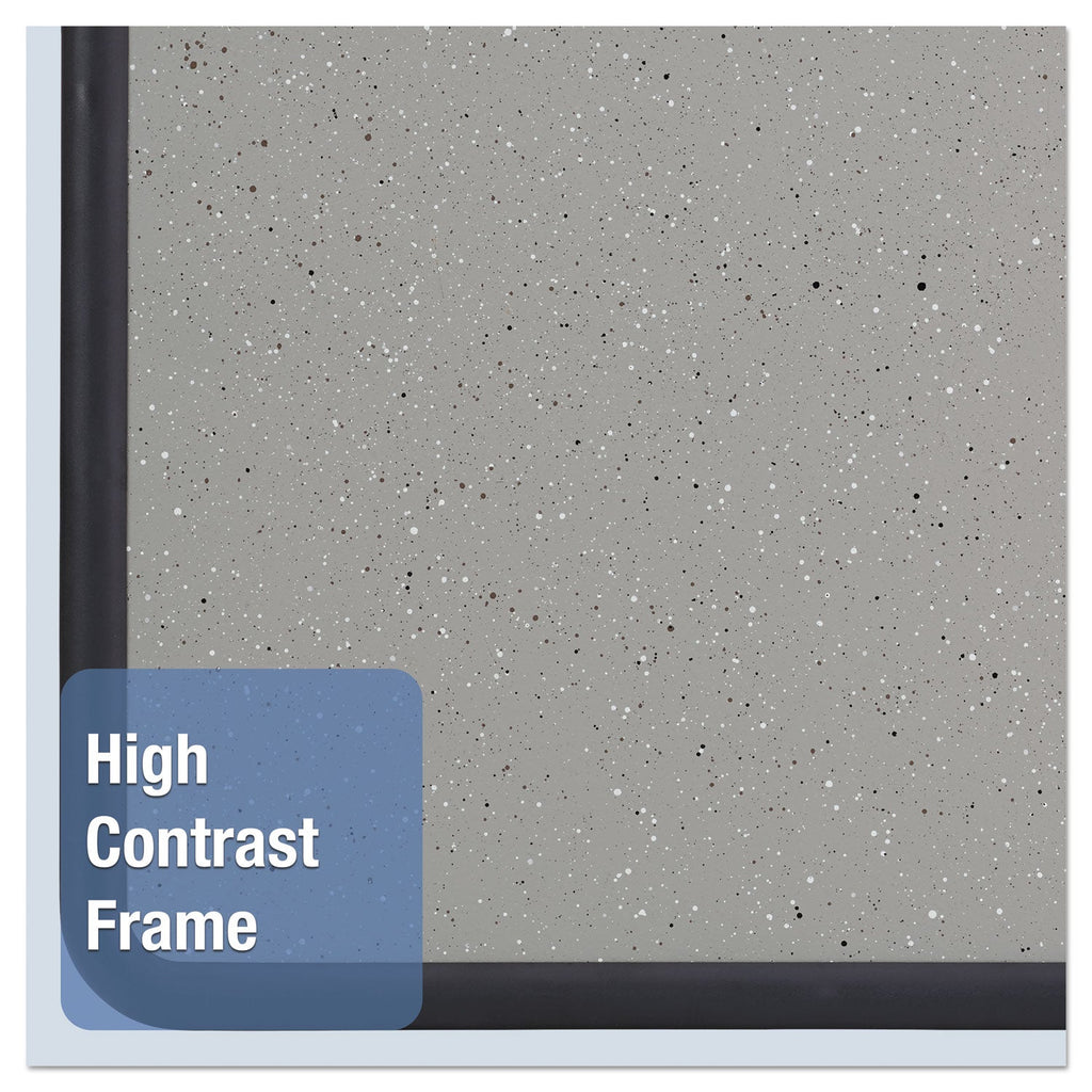 Quartet Contour Granite Gray Tack Board, 36 x 24, Black Frame