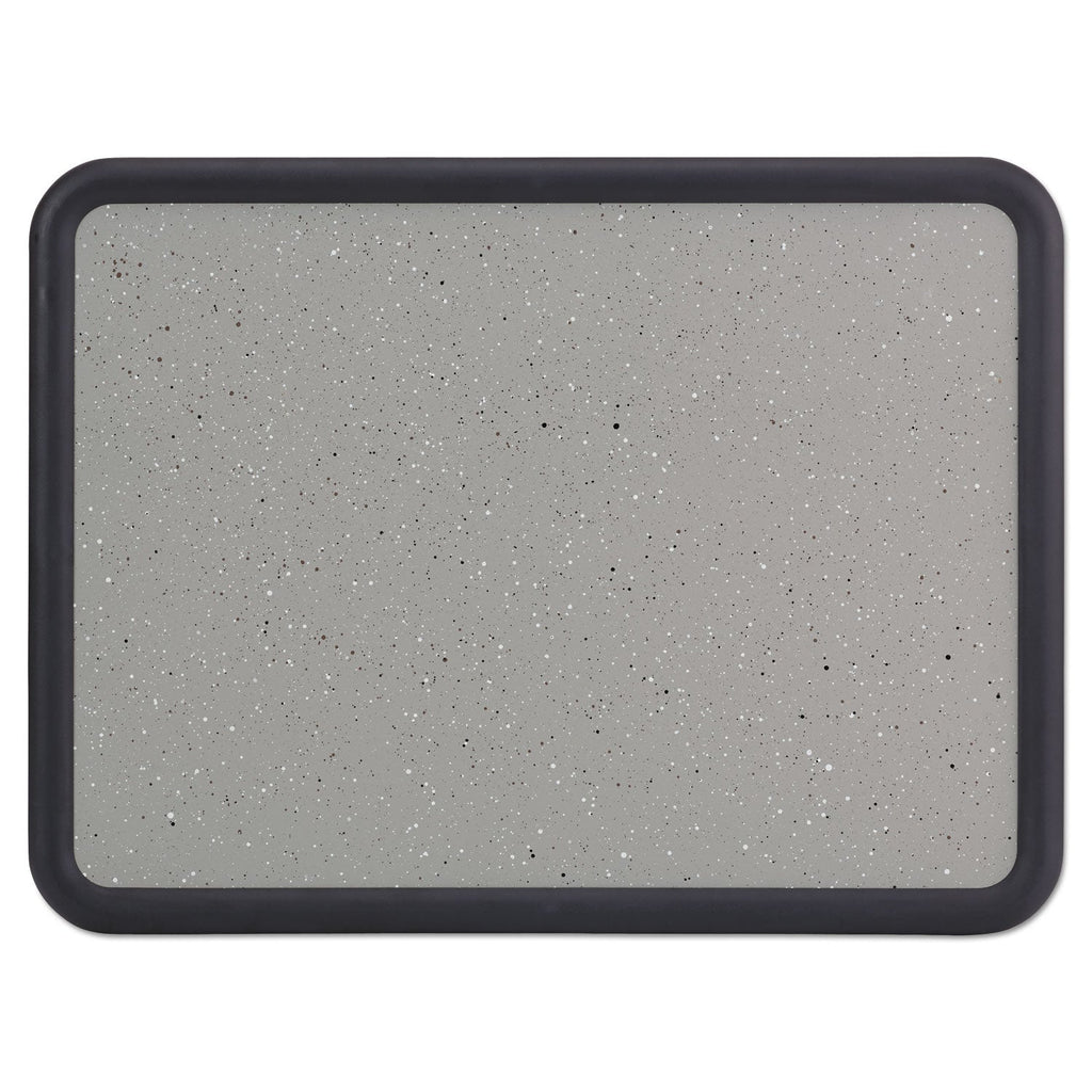 Quartet Contour Granite Gray Tack Board, 36 x 24, Black Frame