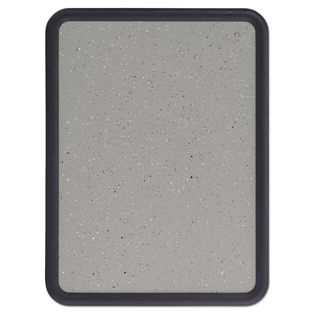 Quartet Contour Granite Gray Tack Board, 36 x 24, Black Frame