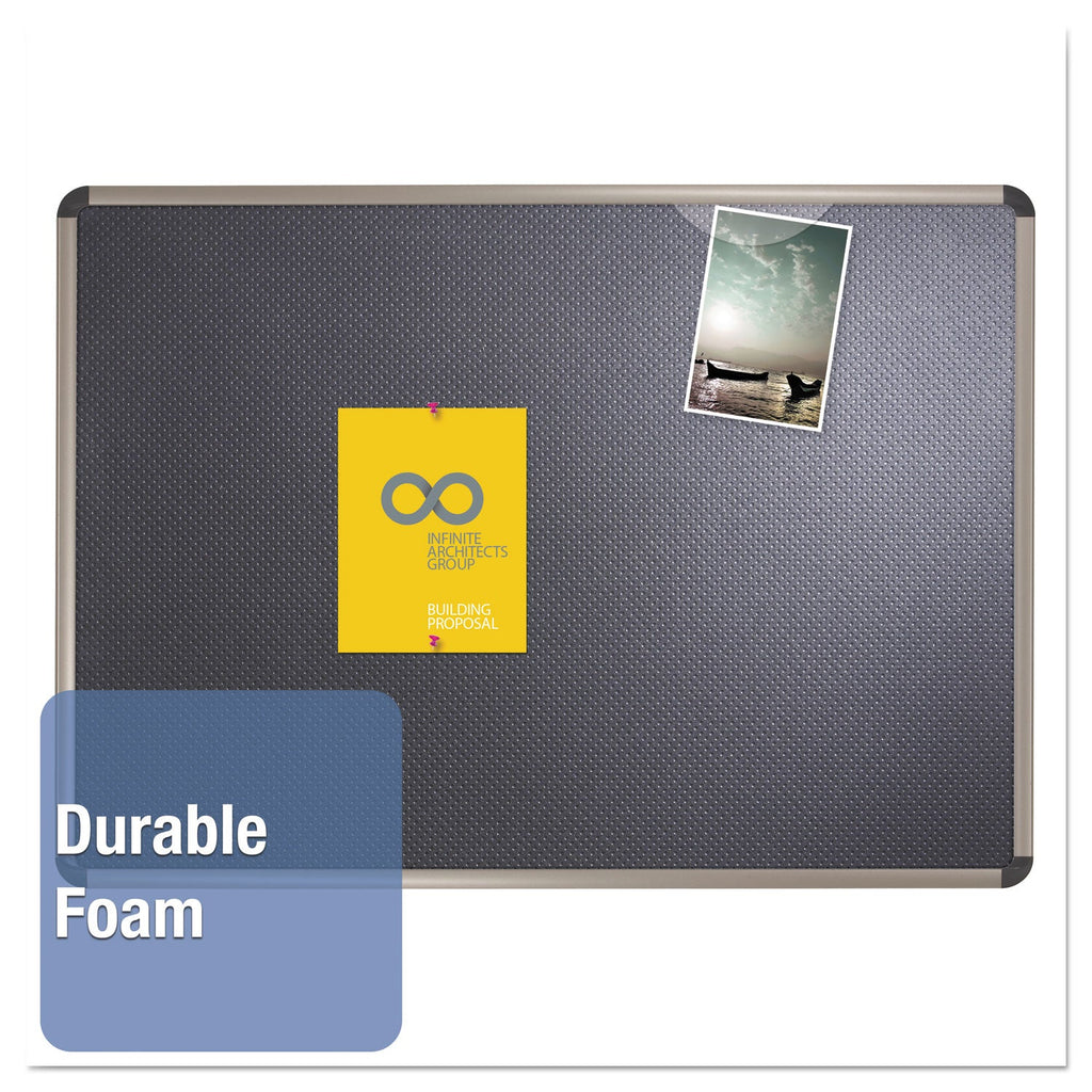 Quartet Prestige Euro-Style Embossed Foam Bulletin Board, 36 x 24, Black/Aluminum Frame
