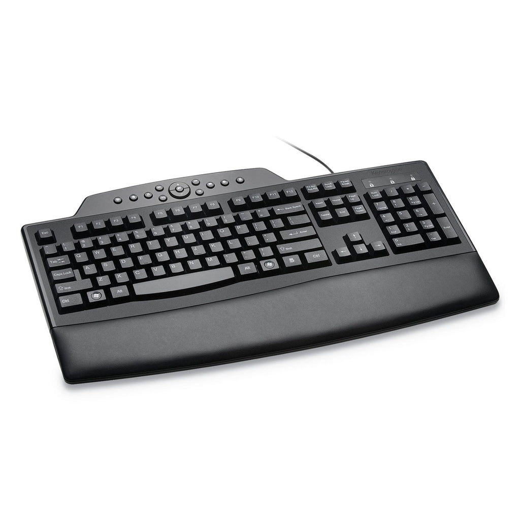 Kensington Pro Fit Comfort Keyboard, Internet/Media Keys, Wired, Black