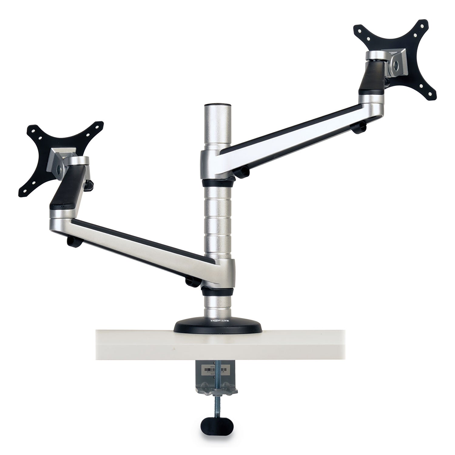 Tripp Lite Dual Monitor Mount for 13" to 27" Monitors, 360 deg Rotation, +80 deg/-90 deg Tilt, 180 deg Pan, Black/Silver, Supports 22 lb