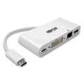 Tripp Lite USB 3.1 Gen 1 USB-C to DVI Adapter, USB-A/USB-C PD Charging/Gigabit Ethernet, 3", White
