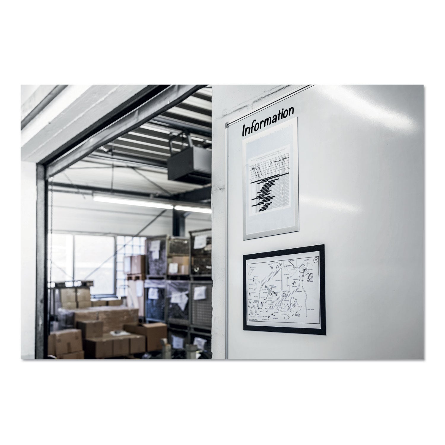 Durable DURAFRAME Magnetic Sign Holder, 8.5 x 11, Black Frame, 2/Pack