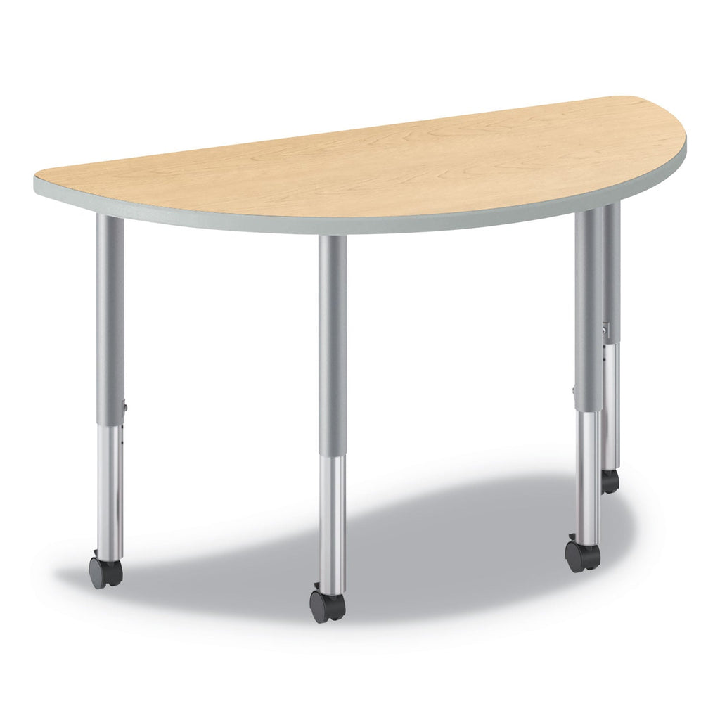 HON Build Half Round Shape Table Top, 60w x 30d, Natural Maple