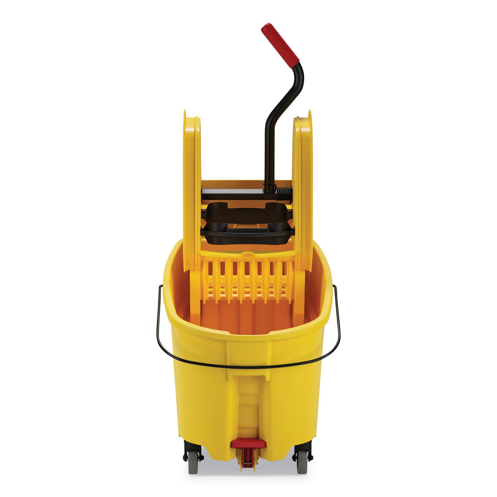 Rubbermaid WaveBrake 2.0 Bucket/Wringer Combos, Down-Press, 44 qt, Plastic, Yellow