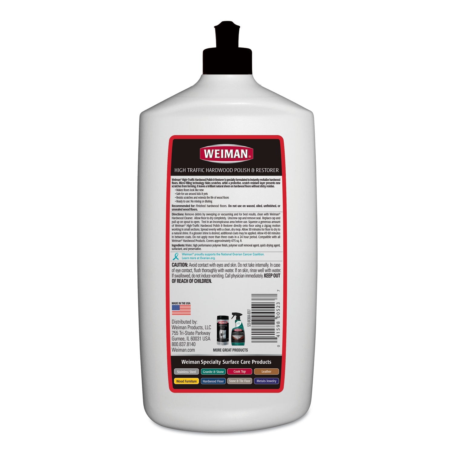 WEIMAN High Traffic Hardwood Polish and Restorer, 32 oz Squeeze Bottle