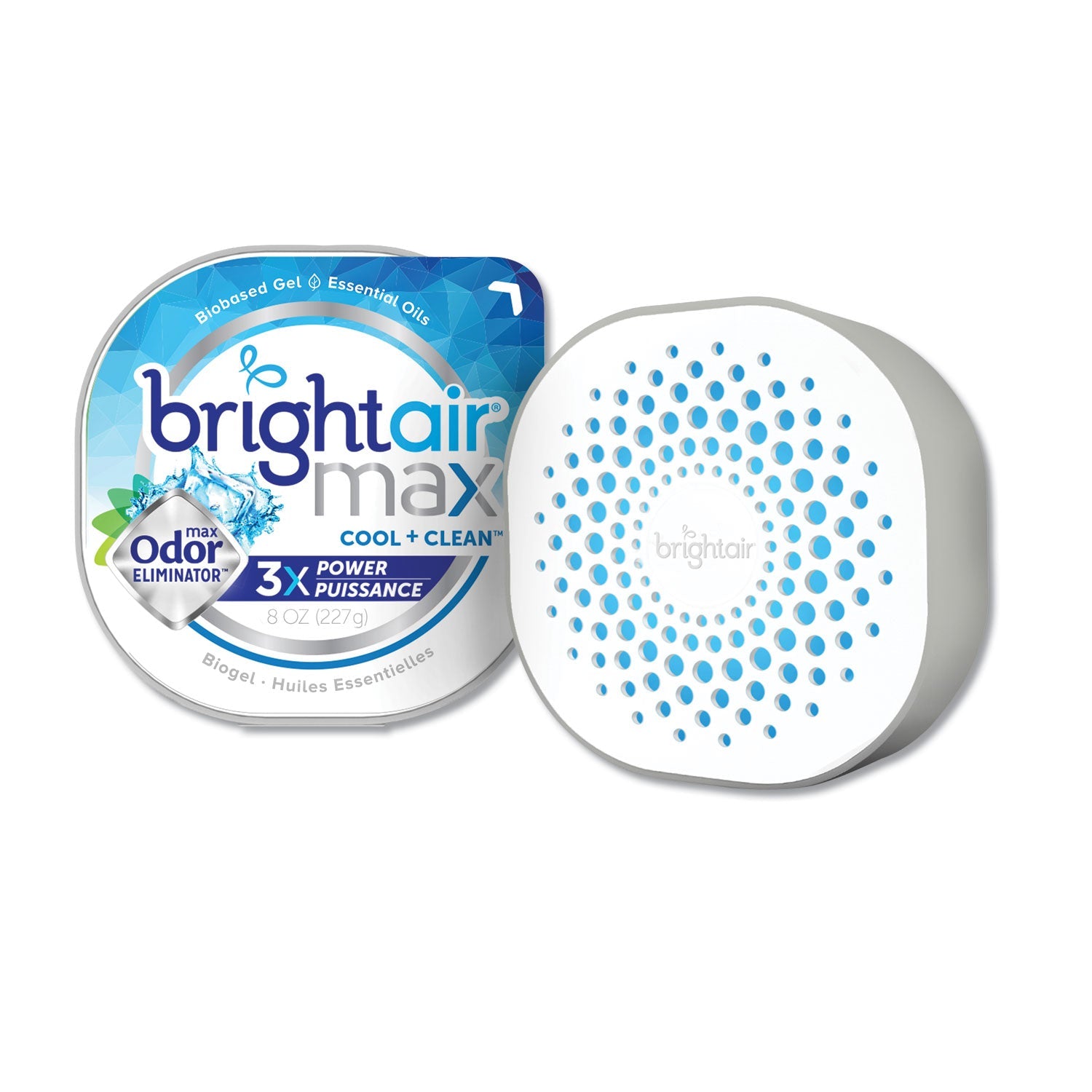 BRIGHT Air Max Odor Eliminator Air Freshener, Cool and Clean, 8 oz Jar, 6/Carton