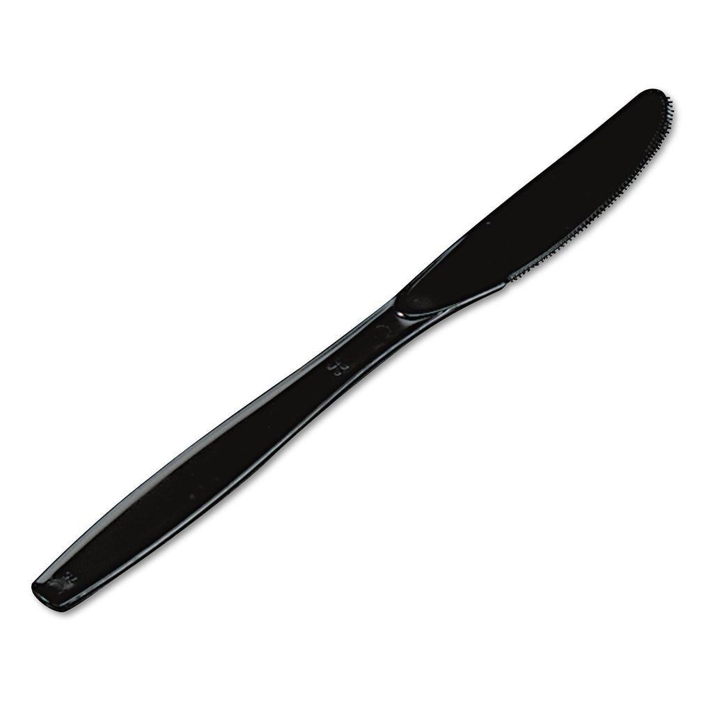 Dixie Plastic Cutlery, Heavyweight Knives, Black, 1,000/Carton
