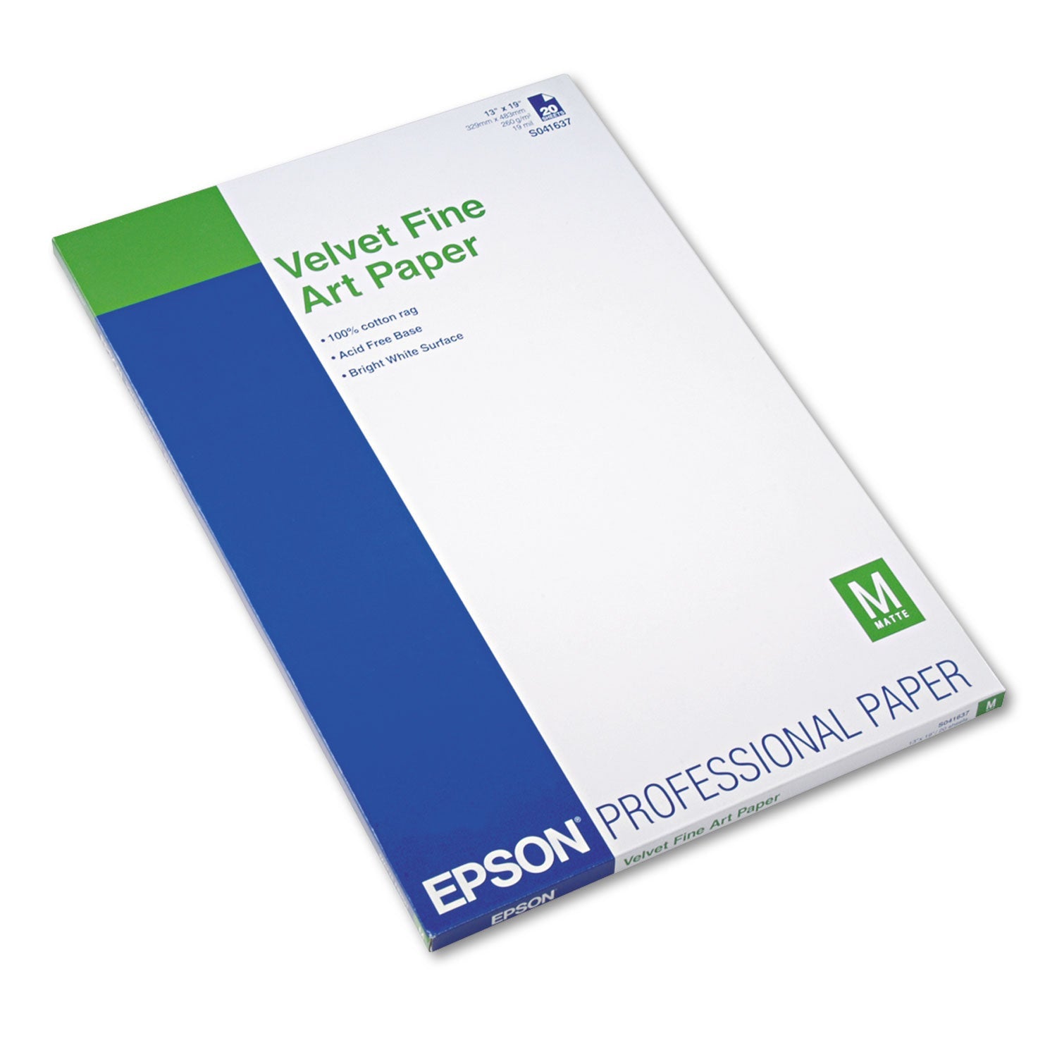 Epson Velvet Fine Art Paper, 13 x 19, White, 20/Pack