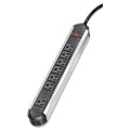 Fellowes Metal Power Strip, 7 Outlets, 12 ft Cord, Black/Silver