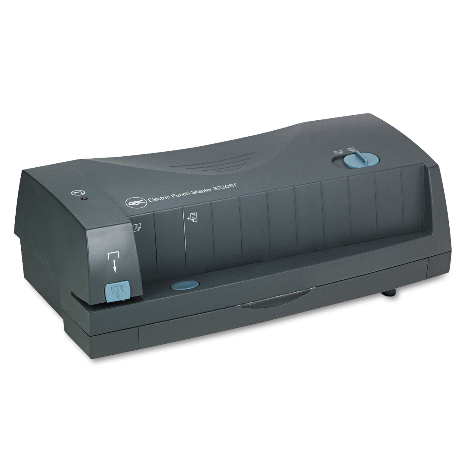 GBC 24-Sheet 3230ST Electric Two- to Three-Hole Adjustable Punch/Stapler, 9/32" Holes, Gray