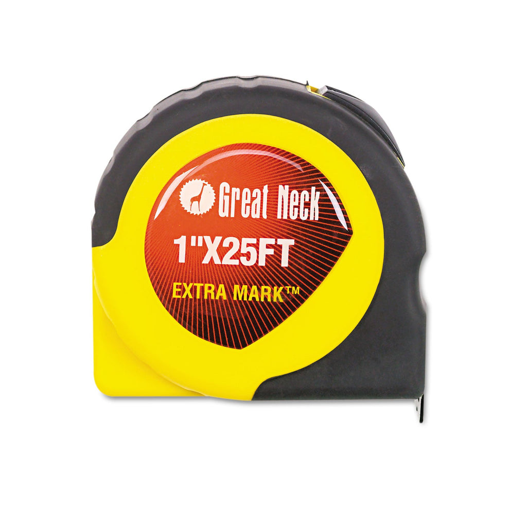 Great Neck ExtraMark Power Tape, 1" x 25 ft, Steel, Yellow/Black