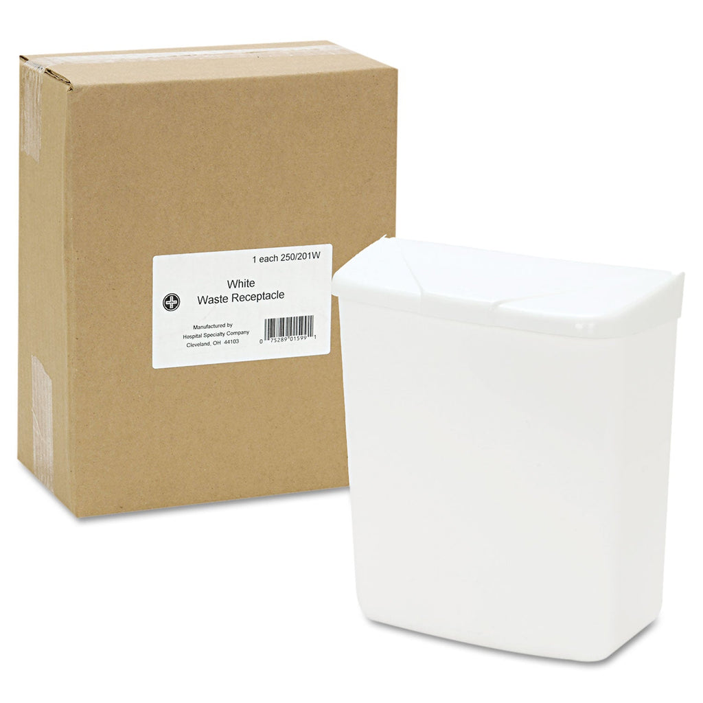 HOSPECO Wall Mount Sanitary Napkin Receptacle-ABS, PPC Plastic, 1 gal, White