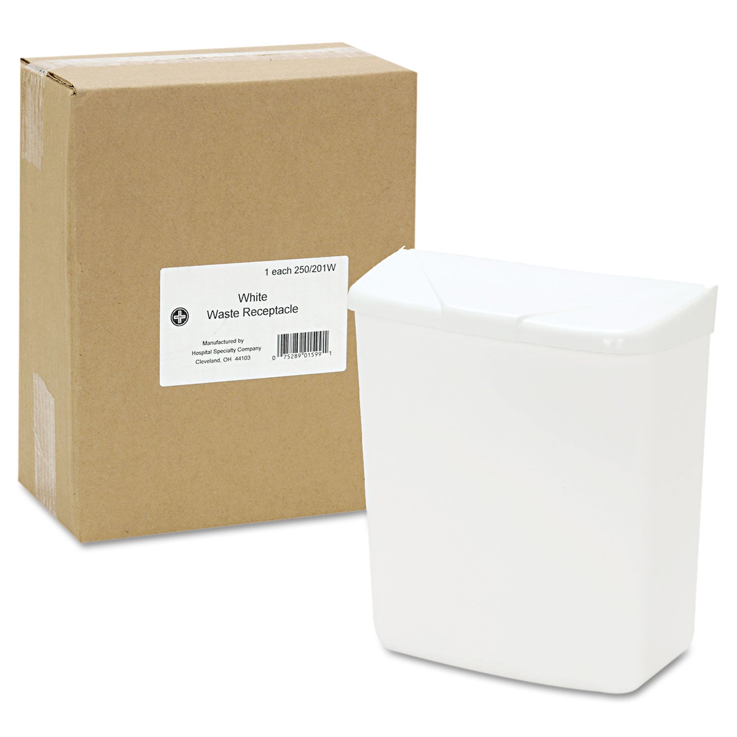 HOSPECO Wall Mount Sanitary Napkin Receptacle-ABS, PPC Plastic, 1 gal, White