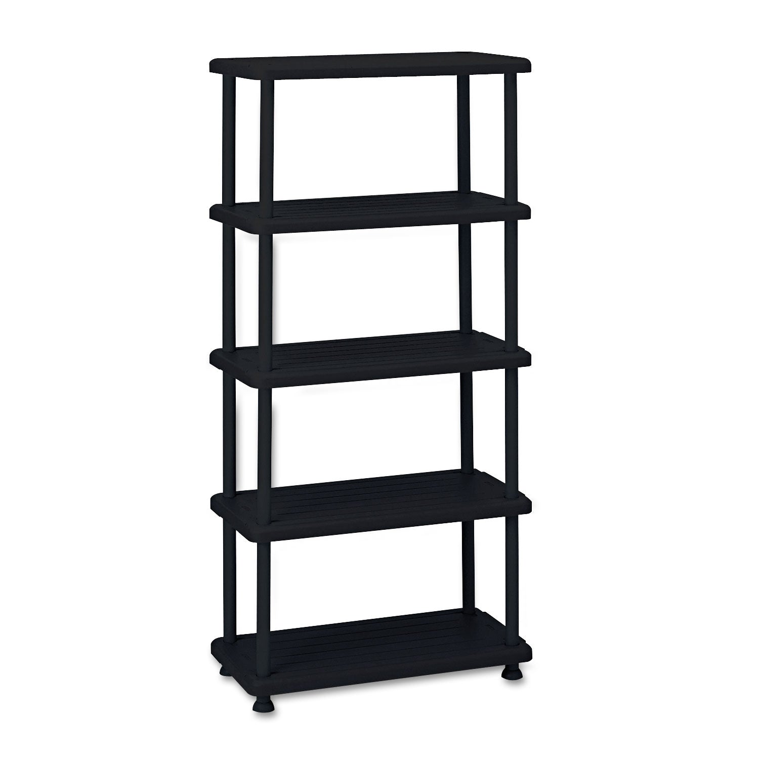 Iceberg Rough n Ready Open Storage System, Five-Shelf, Blow-Molded HDPE, 36w x 18d x 74h, Black