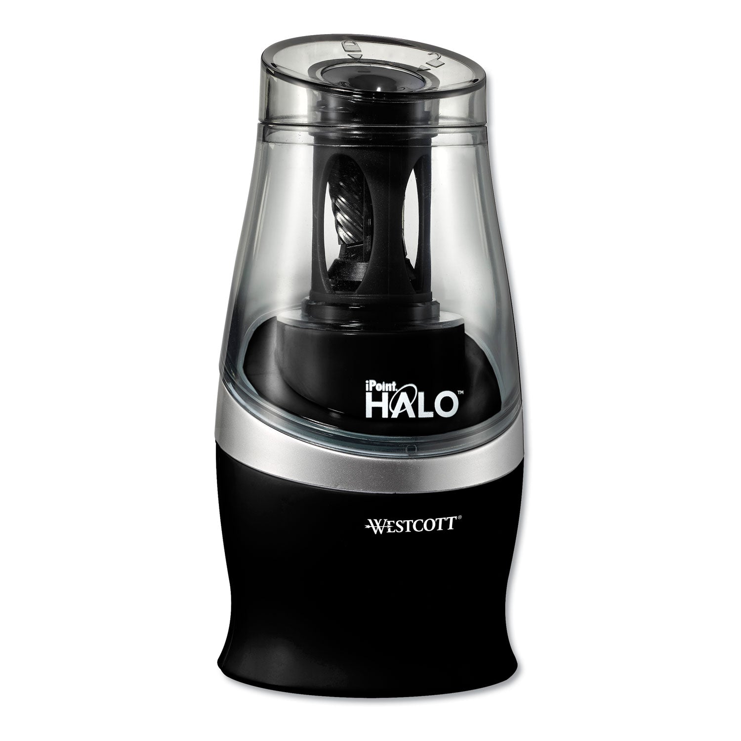 Westcott Halo Colored Pencil Non-Stick Electric Sharpener, AC-Powered, 3.5 x 6.75, Black/Silver