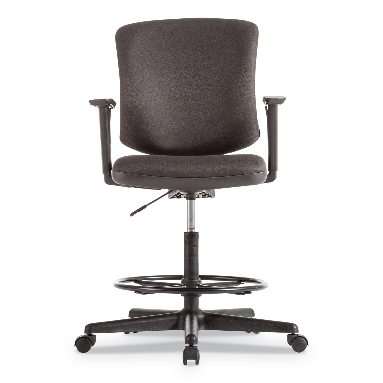 Alera Everyday Task Stool, Fabric Seat/Back, Supports Up to 275 lb, 20.9" to 29.6" Seat Height, Black