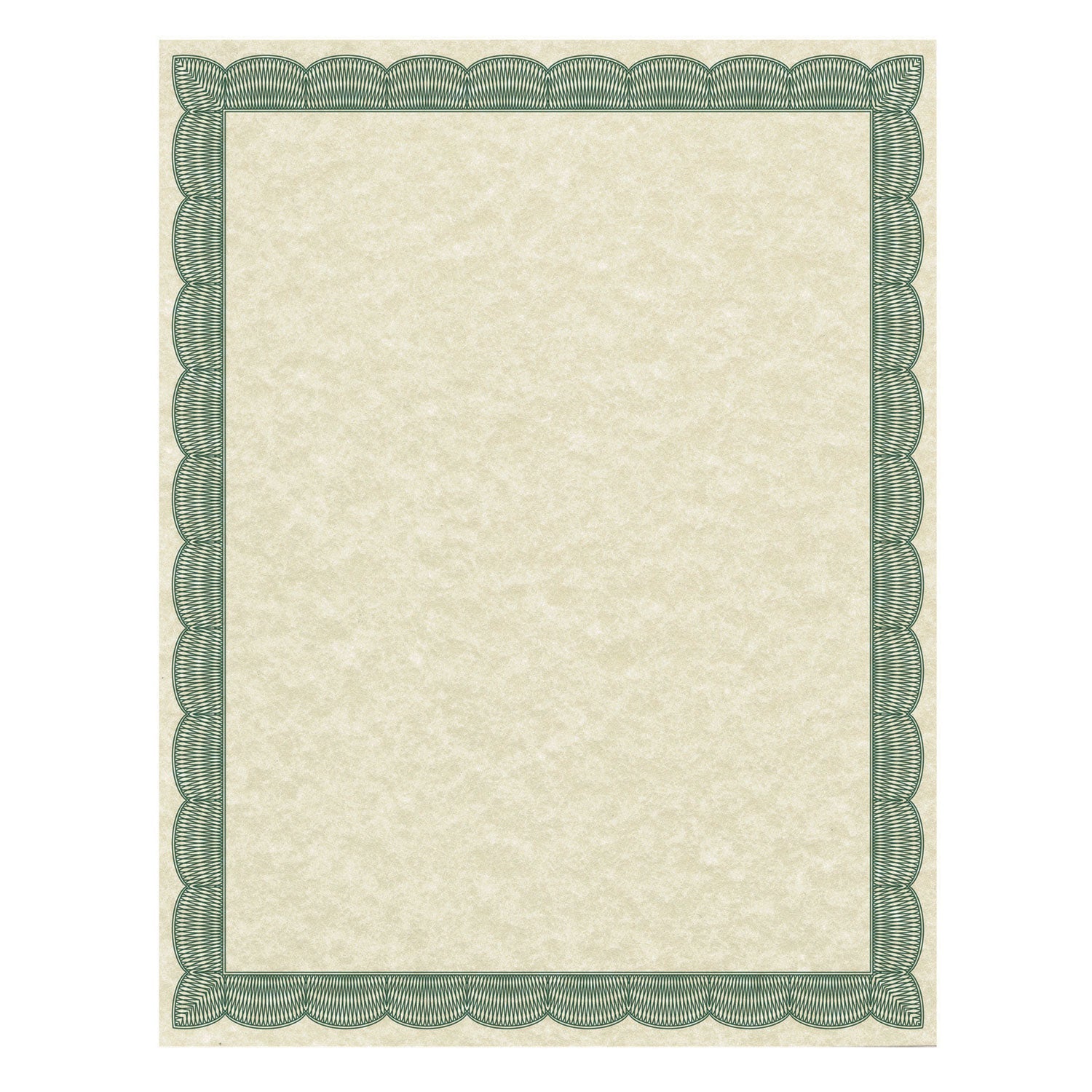 Southworth Parchment Certificates, Traditional, 8.5 x 11, Ivory with Green Border, 50/Pack