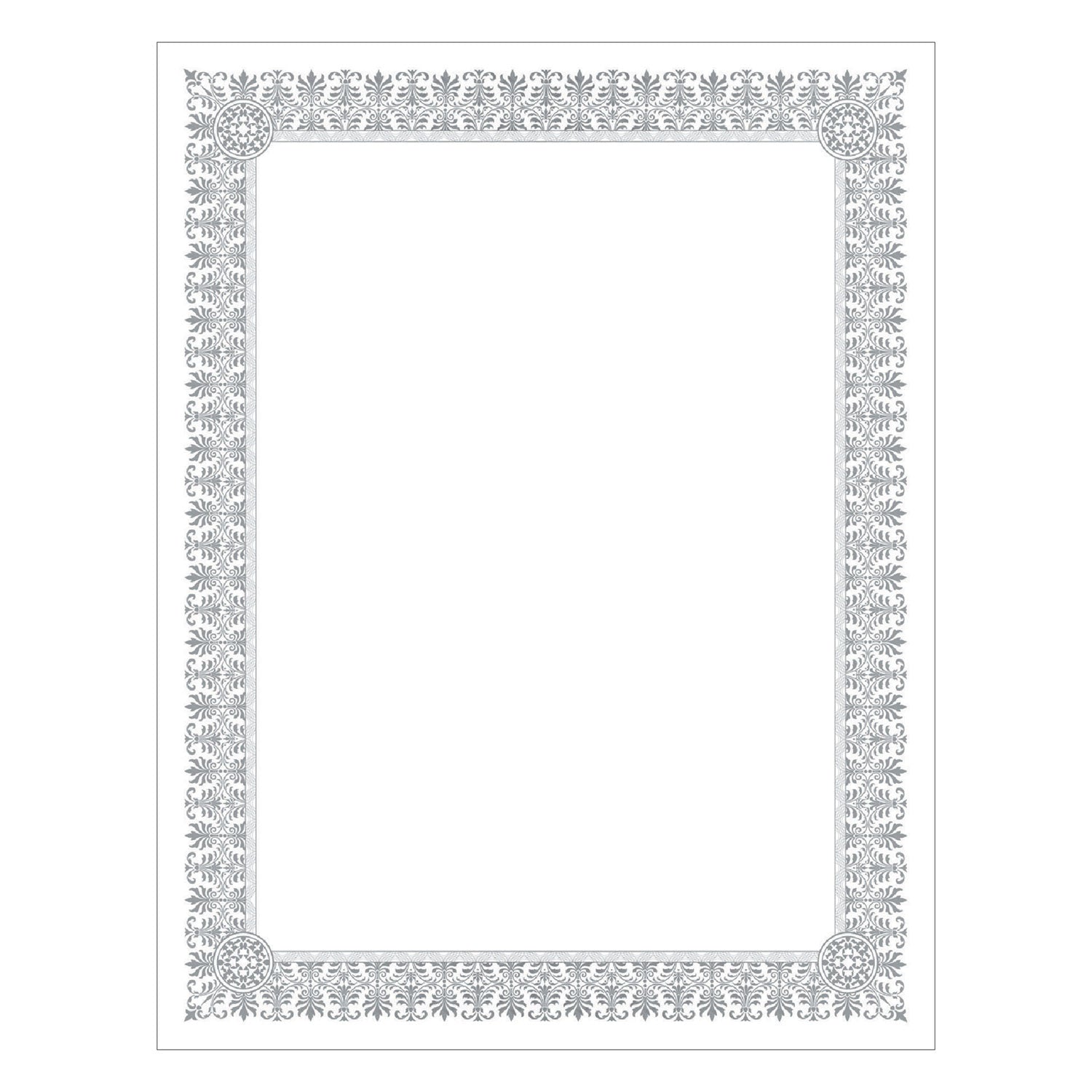 Southworth Premium Certificates, 8.5 x 11, White/Silver with Fleur Silver Foil Border,15/Pack