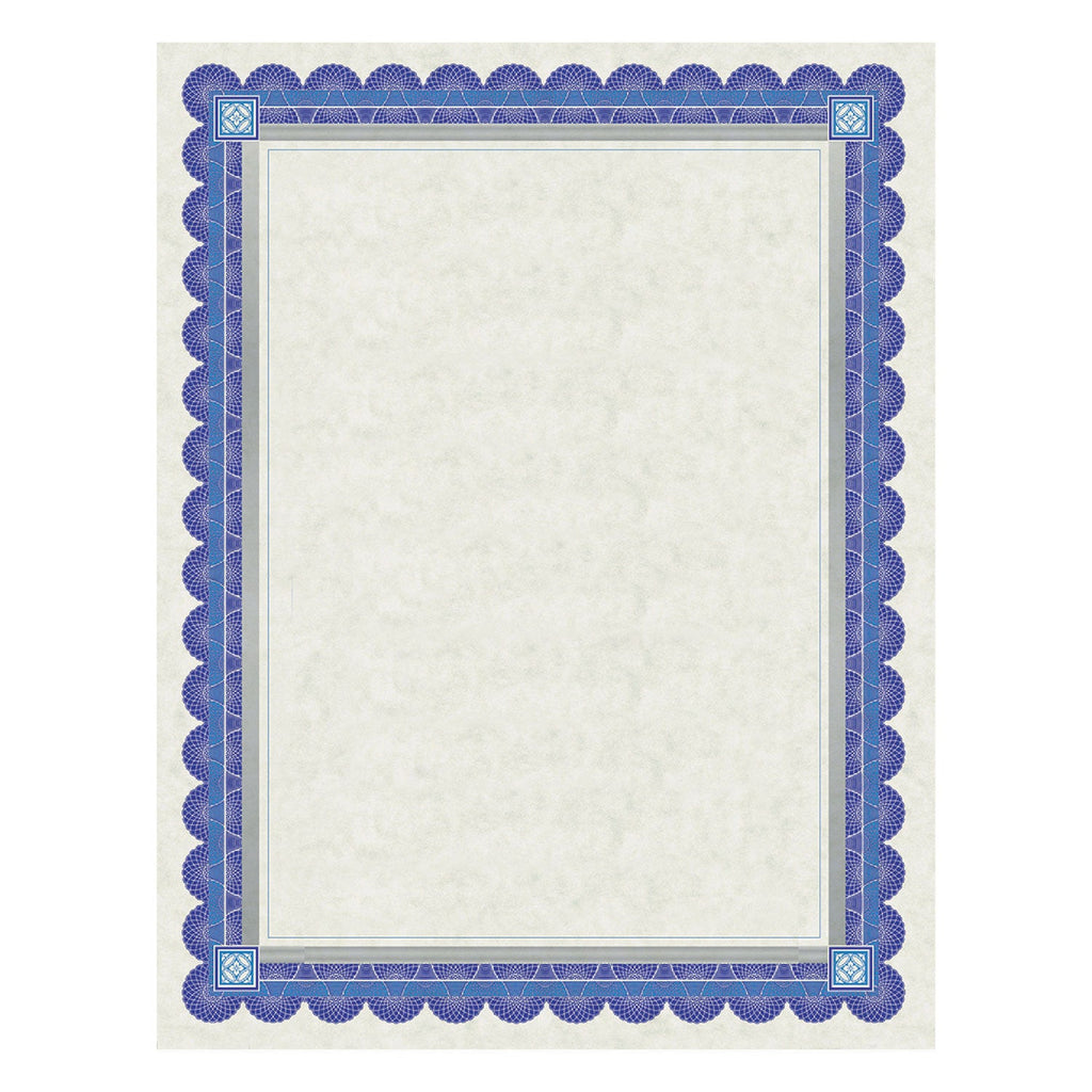 Southworth Parchment Certificates, Academic, 8.5 x 11, Ivory with Blue/Silver Foil Border, 15/Pack