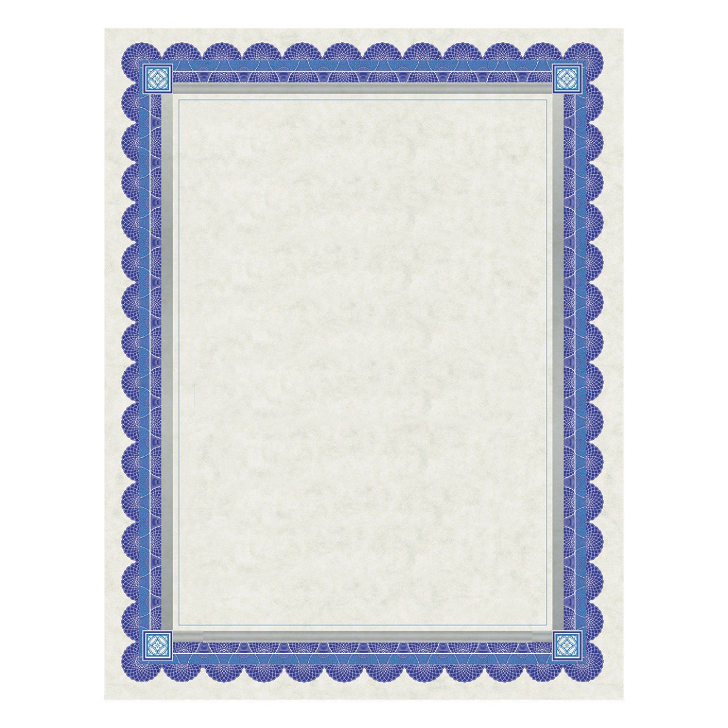 Southworth Parchment Certificates, Academic, 8.5 x 11, Ivory with Blue/Silver Foil Border, 15/Pack