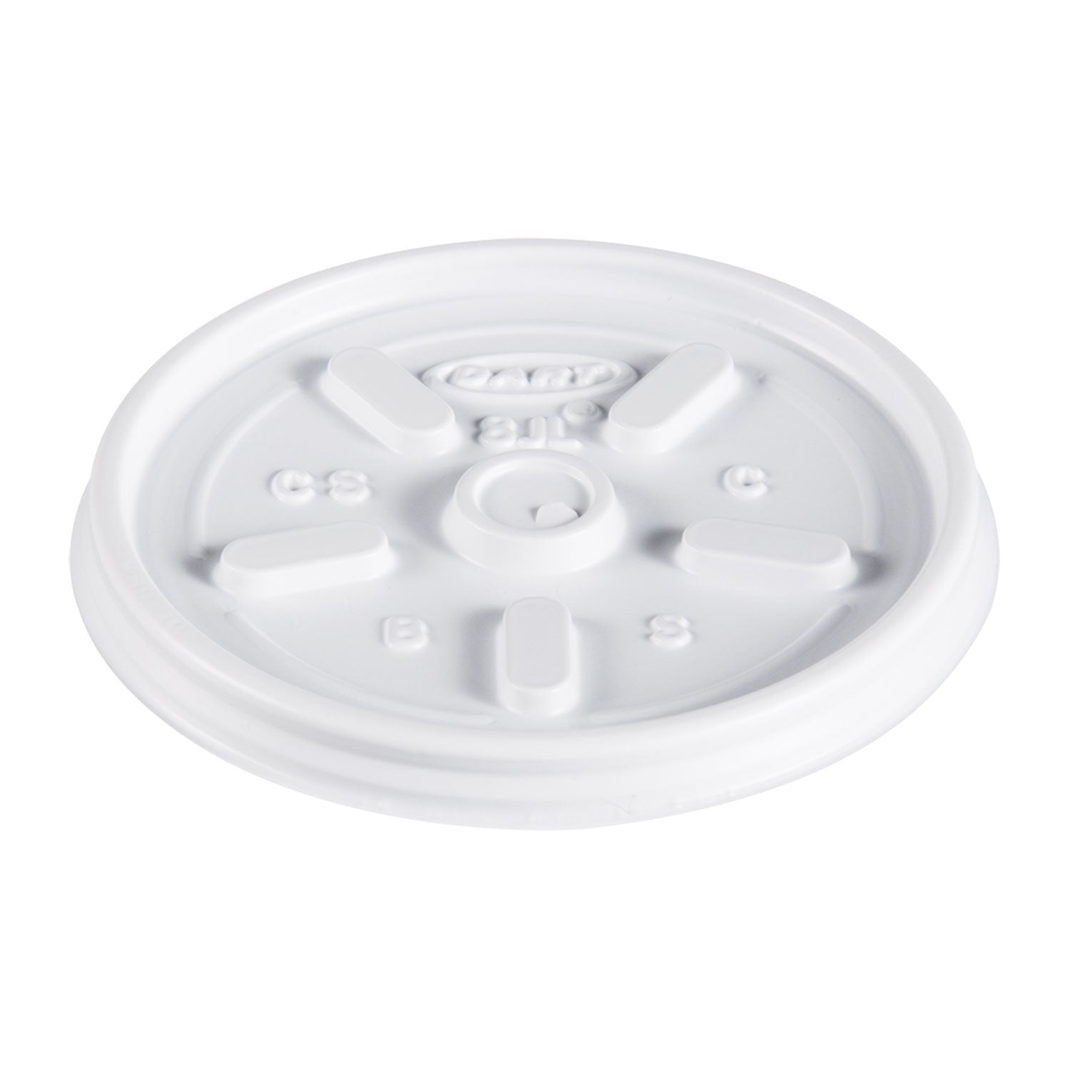 Dart Plastic Lids, Fits 8 oz to 10 oz Hot/Cold Foam Cups, Vented, White, 100/Pack, 10 Packs/Carton