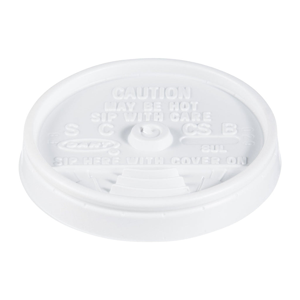 Dart Sip Thru Lids, Fits 6 oz to 10 oz Cups, White, 100/Pack, 10 Packs/Carton