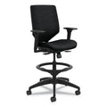HON Solve Series Upholstered Back Task Stool, Supports Up to 300 lb, 23" to 33" Seat Height, Ink Seat/Back, Black Base