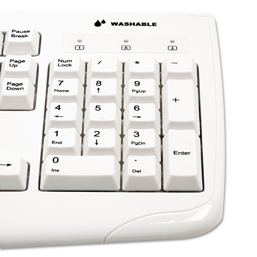 Kensington Pro Fit USB Washable Keyboard, 104 Keys, White